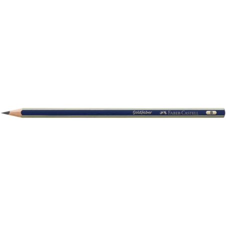 LOT de 12 Crayon graphite Faber-Castell Goldfaber 1221 B - Haute qualité - Incassable - Corps bleu et rayures dorées