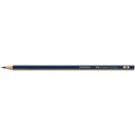LOT de 12 Crayon graphite Faber-Castell Goldfaber 1221 2B - Haute qualité - Incassable - Corps bleu et rayures dorées