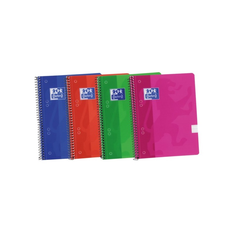 LOT de 10 Oxford School Classic A5+ Europeanbook Spiralflex - Couverture plastique robuste - 1 ligne par page - 50 feuilles