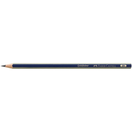 LOT de 12 Crayon graphite Faber-Castell Goldfaber 1221 2H - Haute qualité - Incassable - Corps bleu et rayures dorées