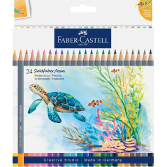 Coffret Faber-Castell Évasions Tropicales avec 24 crayons aquarelle Goldfaber - Mine de 3,3 mm - Application douce - Bois certif