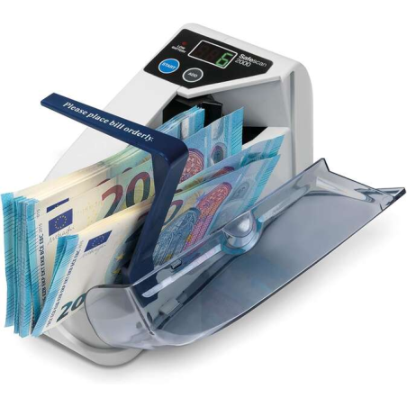 Compteur de billets Safescan 2000 - Portable - Fonction d'addition - Supprimer les résultats - Double alimentation