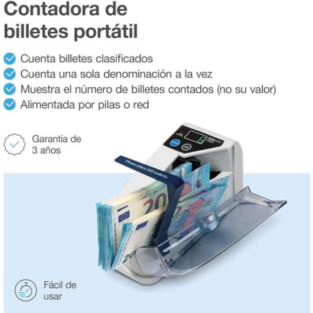 Compteur de billets Safescan 2000 - Portable - Fonction d'addition - Supprimer les résultats - Double alimentation