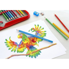 Crayons de couleur triangulaires ergonomiques Faber-Castell Super Mine Ergonomics, lot de 12 – Mine de 4 mm, résistants à la cas