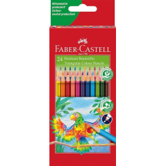 Crayons de couleur triangulaires ergonomiques Faber-Castell Super Mine Ergonomics, lot de 24 – Mine de 4 mm, résistants à la cas