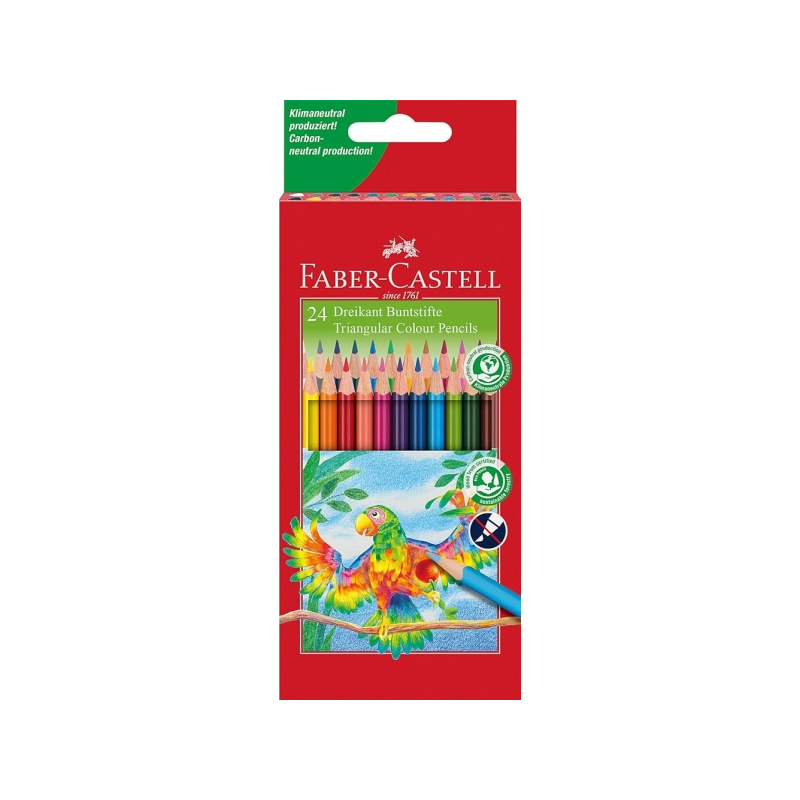 Crayons de couleur triangulaires ergonomiques Faber-Castell Super Mine Ergonomics, lot de 24 – Mine de 4 mm, résistants à la cas