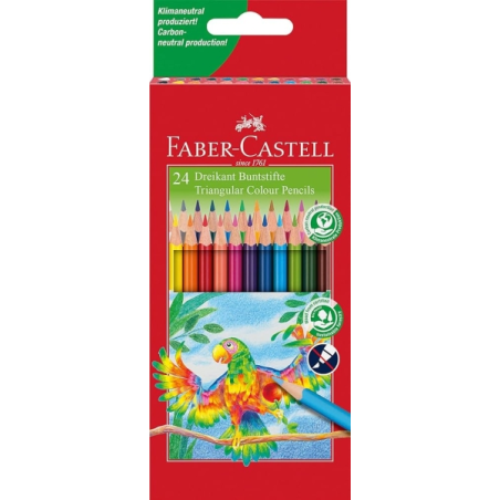 Crayons de couleur triangulaires ergonomiques Faber-Castell Super Mine Ergonomics, lot de 24 – Mine de 4 mm, résistants à la cas