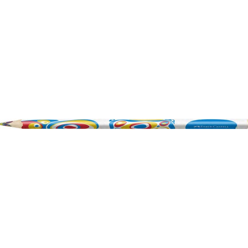 LOT de 12 Crayon Faber-Castell Fantasia à mine multicolore - Corps triangulaire décoré - Bois issu de forêts gérées durablement