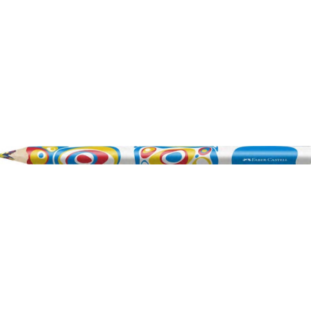 LOT de 12 Crayon jumbo Faber-Castell Fantasia à mine multicolore - Corps triangulaire décoré - Bois issu de forêts gérées durabl