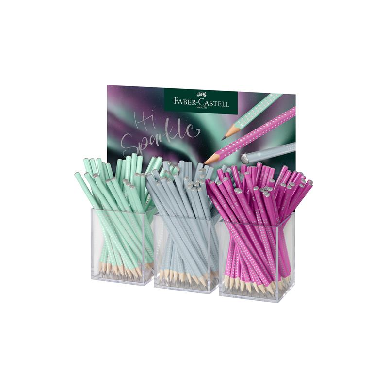 Coffret Faber-Castell Sparkle Aurora avec 144 crayons graphite B triangulaires - Mine incassable - Mine argentée - Couleurs du c