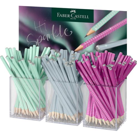 Coffret Faber-Castell Sparkle Aurora avec 144 crayons graphite B triangulaires - Mine incassable - Mine argentée - Couleurs du c