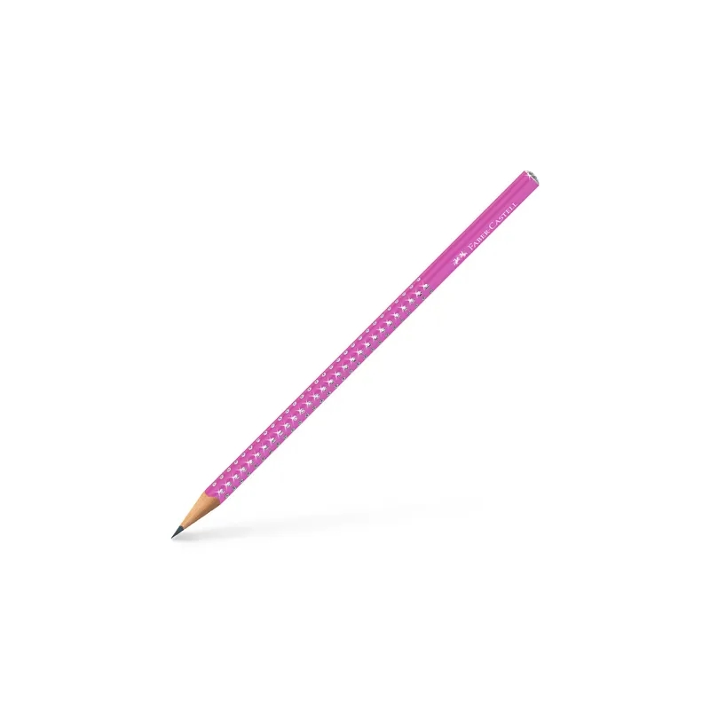 LOT de 12 Crayon graphite triangulaire Faber-Castell Sparkle Aurora B - Mine incassable - Mine argentée - Corps fuchsia