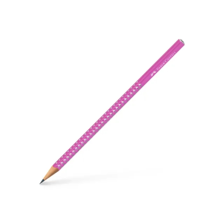 LOT de 12 Crayon graphite triangulaire Faber-Castell Sparkle Aurora B - Mine incassable - Mine argentée - Corps fuchsia