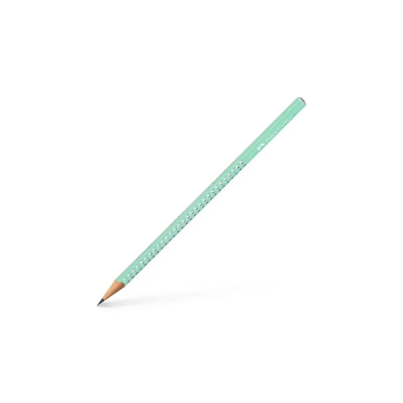 LOT de 12 Crayon graphite triangulaire Faber-Castell Sparkle Aurora B - Mine incassable - Mine argentée - Corps vert menthe