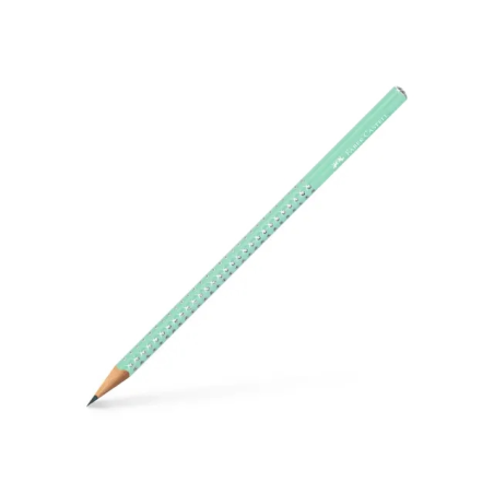 LOT de 12 Crayon graphite triangulaire Faber-Castell Sparkle Aurora B - Mine incassable - Mine argentée - Corps vert menthe