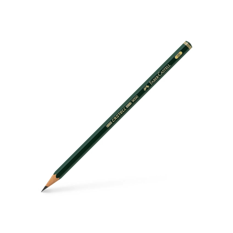 LOT de 12 Crayon graphite Faber-Castell Castell 9000 2B - Mine incassable - Écologique