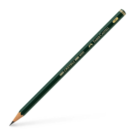 LOT de 12 Crayon graphite Faber-Castell Castell 9000 H - Mine incassable - Écologique