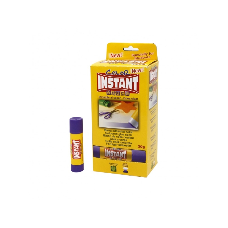 LOT de 24 Bâton de colle Instant Color Educa 20 g - Convient aux enfants et/ou à un usage domestique - Lavable - Sans solvant -
