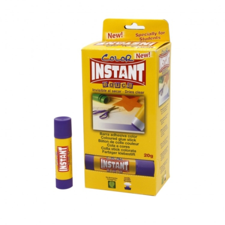 LOT de 24 Bâton de colle Instant Color Educa 20 g - Convient aux enfants et/ou à un usage domestique - Lavable - Sans solvant -