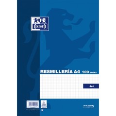✅ Cahier Oxford School Classic A4 Resmilleria 4x4 100 feuilles - Carnet format A4 - 4x4 Resmilleria couleur bleu en stock
