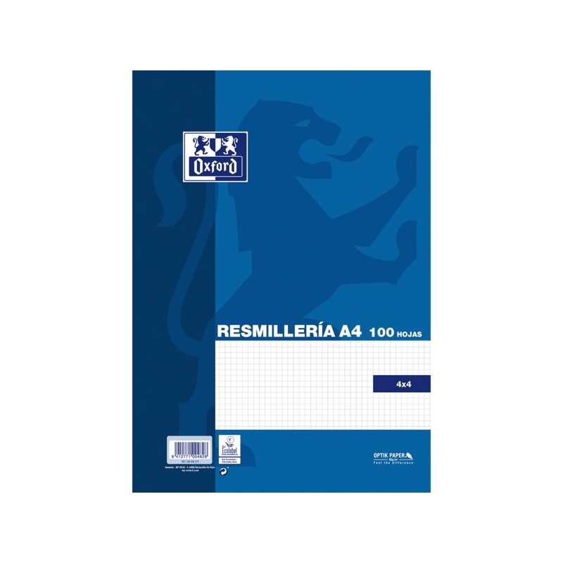 Cahier Oxford School Classic A4 Resmilleria 4x4 100 feuilles - Carnet format A4 - 4x4 Resmilleria