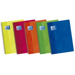 ✅ LOT de 5 Oxford School Classic Fº Cahier à spirales Couverture souple 4x4 - 80 feuilles - Couleurs vives - M en stock
