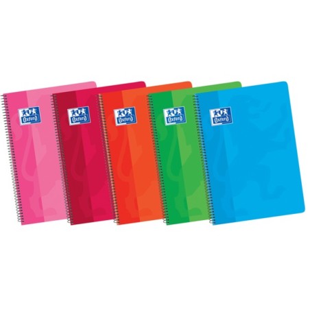 ✅ LOT de 5 Oxford School Classic 4ème cahier à spirale couverture souple 4x4 - 80 feuilles - marge 4x4 - coule en stock