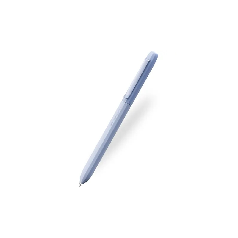 Stylo bille Faber-Castell Avori XB à mécanisme rotatif - 92 % de plastique recyclé - Clip en métal massif - Bleu clair