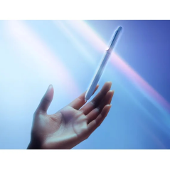 Stylo bille Faber-Castell Avori XB à mécanisme rotatif - 92 % de plastique recyclé - Clip en métal massif - Bleu clair