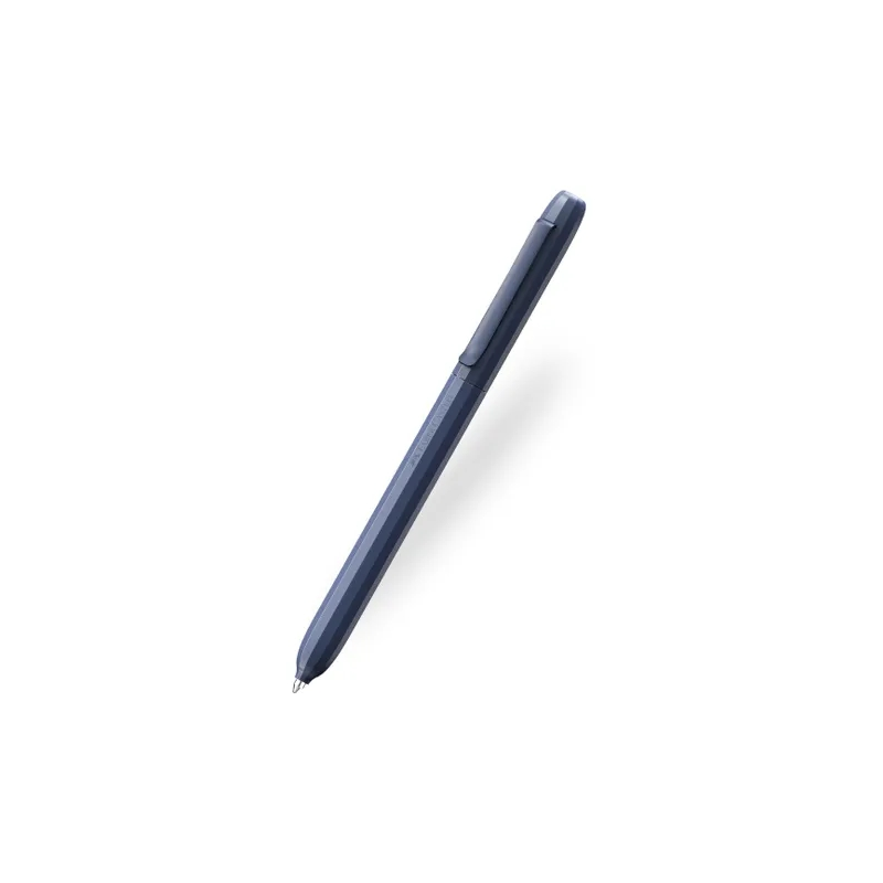 Stylo bille Faber-Castell Avori XB à mécanisme rotatif - 92 % de plastique recyclé - Clip en métal massif - Bleu nuit