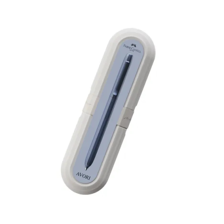 Stylo bille Faber-Castell Avori XB à mécanisme rotatif - 92 % de plastique recyclé - Clip en métal massif - Bleu nuit