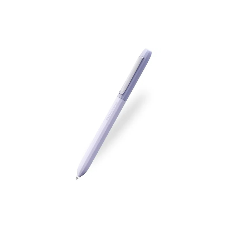 Stylo bille Faber-Castell Avori XB à mécanisme rotatif - 92 % de plastique recyclé - Clip en métal massif - Lavande