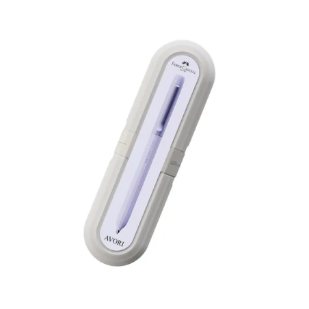 Stylo bille Faber-Castell Avori XB à mécanisme rotatif - 92 % de plastique recyclé - Clip en métal massif - Lavande