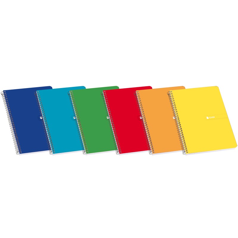 LOT de 10 Cahier à Spirale Enri Couverture Souple Fº Ligne directrice de 3,5 - 80 Feuilles - Couleurs Assorties
