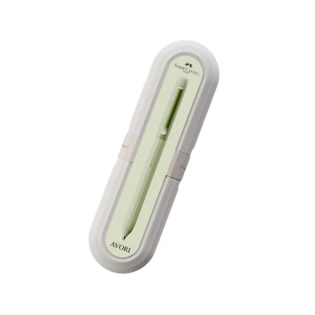 Stylo bille Faber-Castell Avori XB à mécanisme rotatif - 92 % de plastique recyclé - Clip en métal massif - Vert
