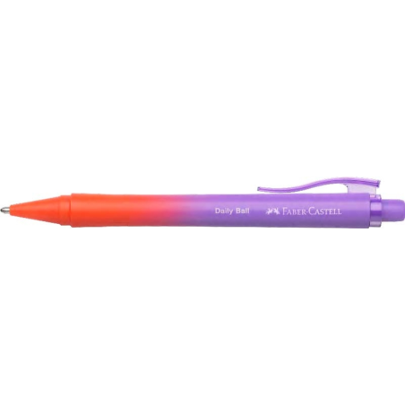 LOT de 10 Stylo bille rétractable Faber-Castell Daily Ball Flow Edition Punchy Melon XB - Design attrayant - Encre bleue indéléb