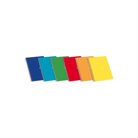 ✅ LOT de 10 Cahier à spirales Enri Couverture souple 4º 3x3 - 80 feuilles - Marge - Couleurs assorties couleur en stock