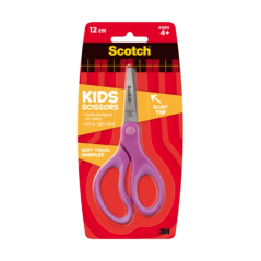 Ciseaux Scotch Kids - Pointe arrondie - 12 cm - Toucher doux - Violet