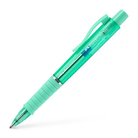 LOT de 5 Stylo bille rétractable Faber-Castell Poly Ball View Aurora Colors XB - Corps translucide - Grip - Encre bleue - Couleu