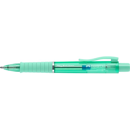 LOT de 5 Stylo bille rétractable Faber-Castell Poly Ball View Aurora Colors XB - Corps translucide - Grip - Encre bleue - Couleu