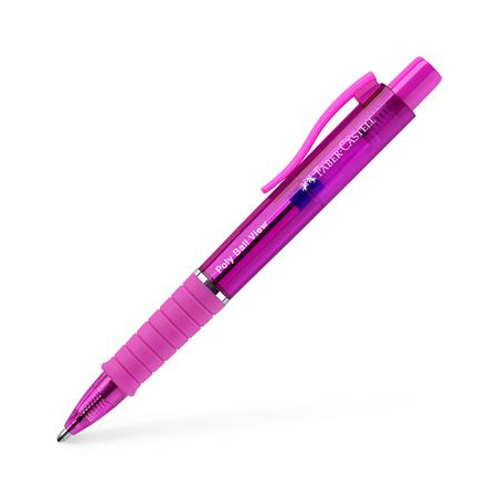 LOT de 5 Stylo bille rétractable Faber-Castell Poly Ball View Aurora Colors XB - Corps translucide - Grip - Encre bleue - Couleu