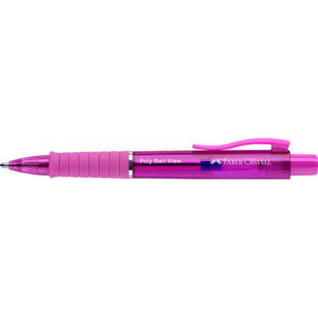 LOT de 5 Stylo bille rétractable Faber-Castell Poly Ball View Aurora Colors XB - Corps translucide - Grip - Encre bleue - Couleu