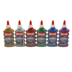 LOT de 6 Colle Galaxy Glitter Instantanée avec Paillettes 180 ml - Convient aux enfants et/ou à un usage domestique - Sans solva