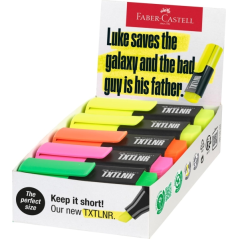 Faber-Castell TXTLNR Boîte de 10 marqueurs fluorescents - Pointe biseautée - Tracé entre 1, 2 et 5 mm - Encre à l'eau - Couleurs