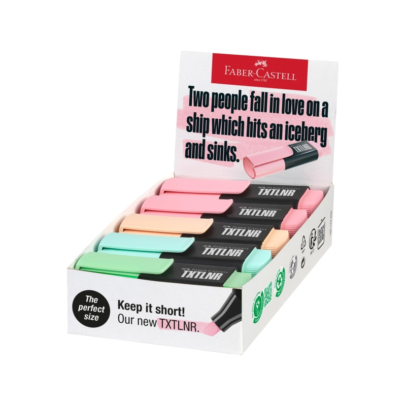 Faber-Castell TXTLNR Boîte de 10 marqueurs fluorescents - Pointe biseautée - Tailles de trait entre 1, 2 et 5 mm - Encre à base