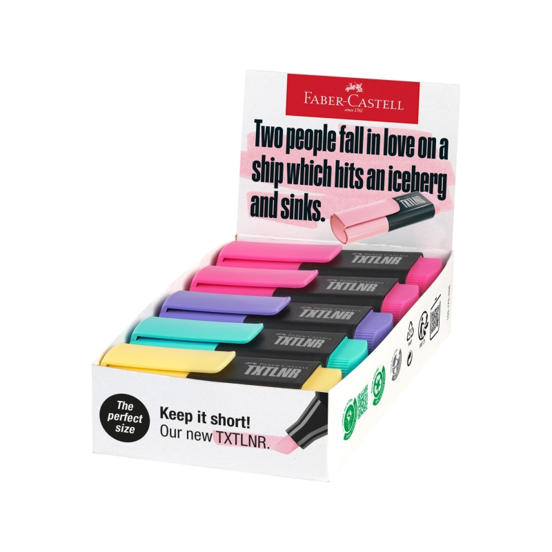 Faber-Castell TXTLNR Boîte de 10 marqueurs fluorescents - Pointe biseautée - Tailles de trait entre 1, 2 et 5 mm - Encre à base