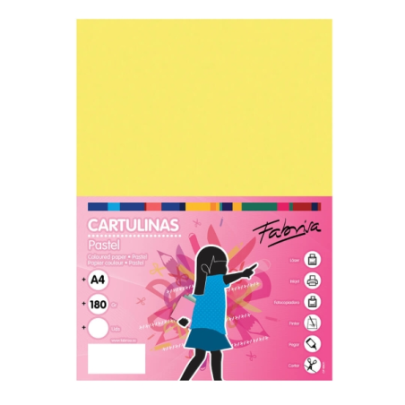 Paquet de 50 feuilles de papier cartonné Fabrisa 180 g/m² - Format A4 - Jaune