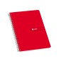 LOT de 5 Enri Fº Cahier à Spirale à Couverture Rigide 4x4 avec Marge 100 Feuilles Rouge - Couverture Rigide Résistante - 4x4