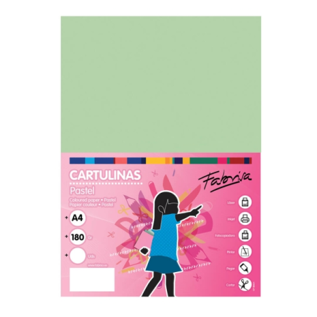 Paquet de 50 feuilles de papier cartonné Fabrisa 180 g/m² - Format A4 - Vert clair
