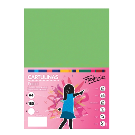 Paquet de 50 feuilles de papier cartonné Fabrisa 180 g/m² - Format A4 - Couleur verte